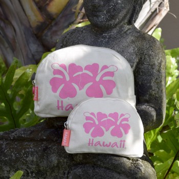 Canvas Pouches Hibiscus Pink Canvas Pouches Hibiscus Pink